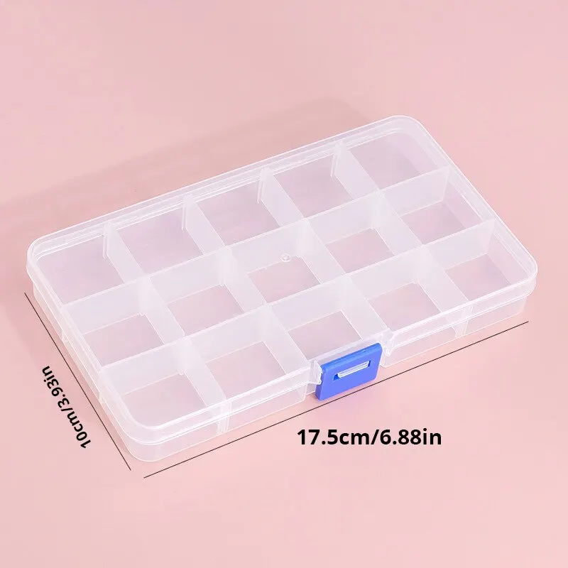 1pc Transparent 15 Grid Adjustable Plastic Jewelry Boxes Plastic Craft Organizer Storage Beads Boxes Packaging Medicine Box