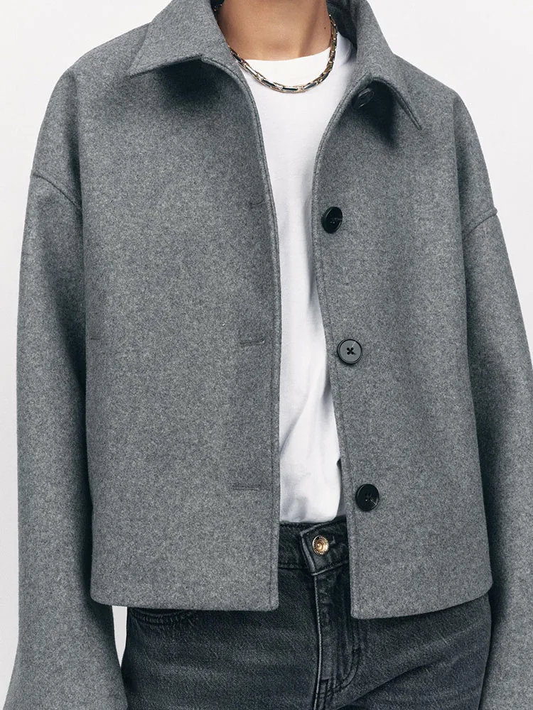 

Spring New Arrival Women's Jaet ZA2025 Ele Simple Versatile Loose Collar Long Sve ort Coat Outerwear 373604