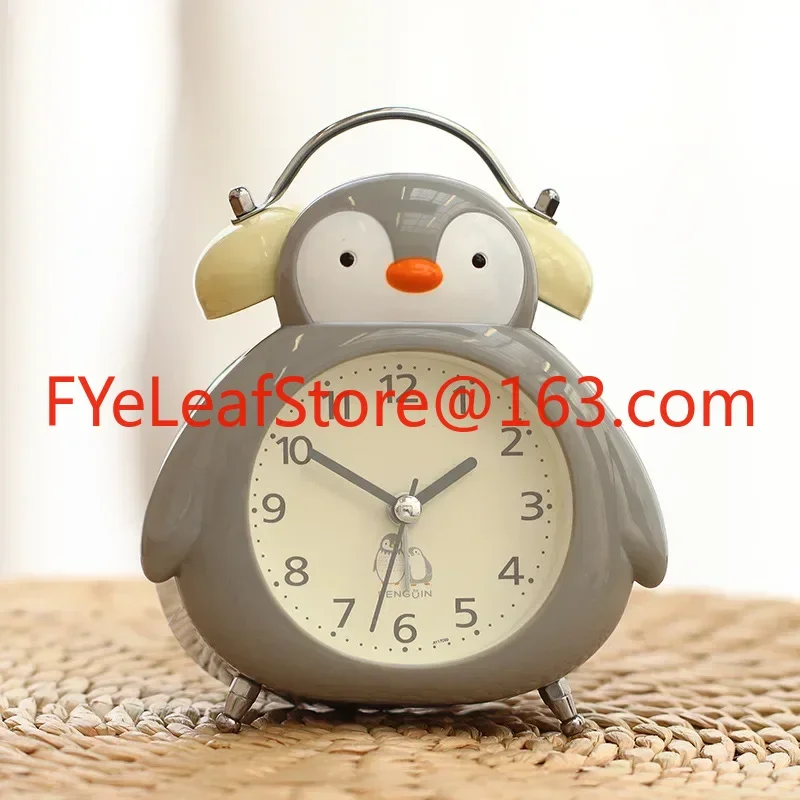 

Penguin Cartoon Ringing Alarm Clock Ringing Noisy Children Bedside Luminous Second Sweeping Mute Bedroom Bedside