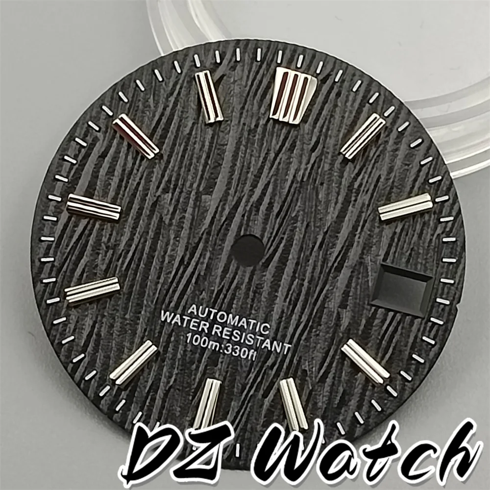 DZ 29mm Watch Dial Black Blue White Dark Green With Birch Texture Design Fit For NH35 NH36 Movement Watch