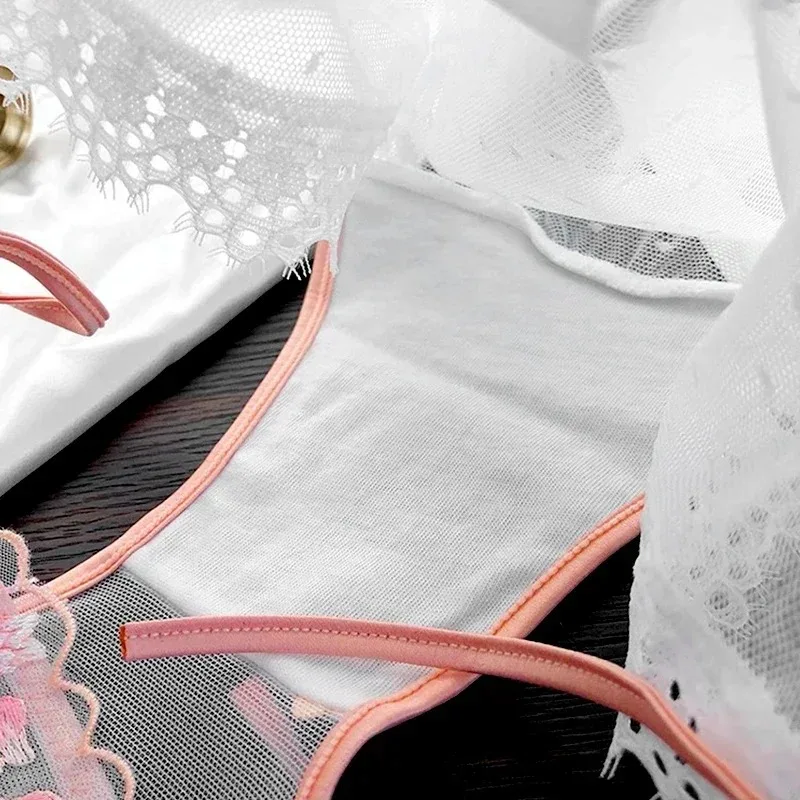 خمر الدانتيل الملابس الداخلية النسائية مثير سراويل زهرة نمط سلس ملخصات منخفضة الخصر سراويل داخلية شبكة تنفس #4