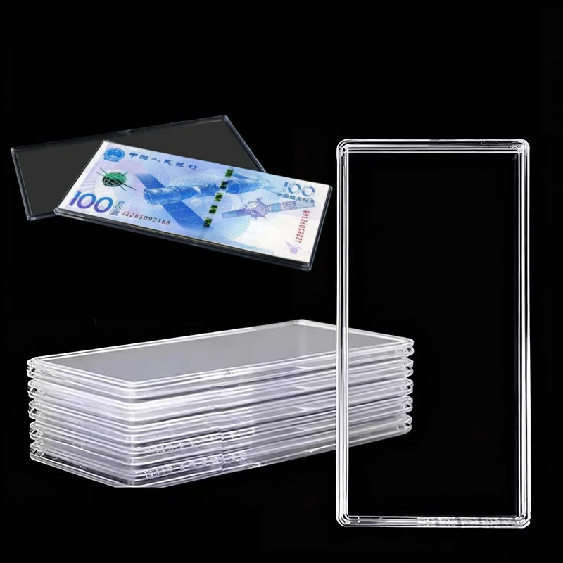 1/2 pièces Étui de protection transparent en plastique pour billets de banque de collection, souvenirs et billets commémoratifs