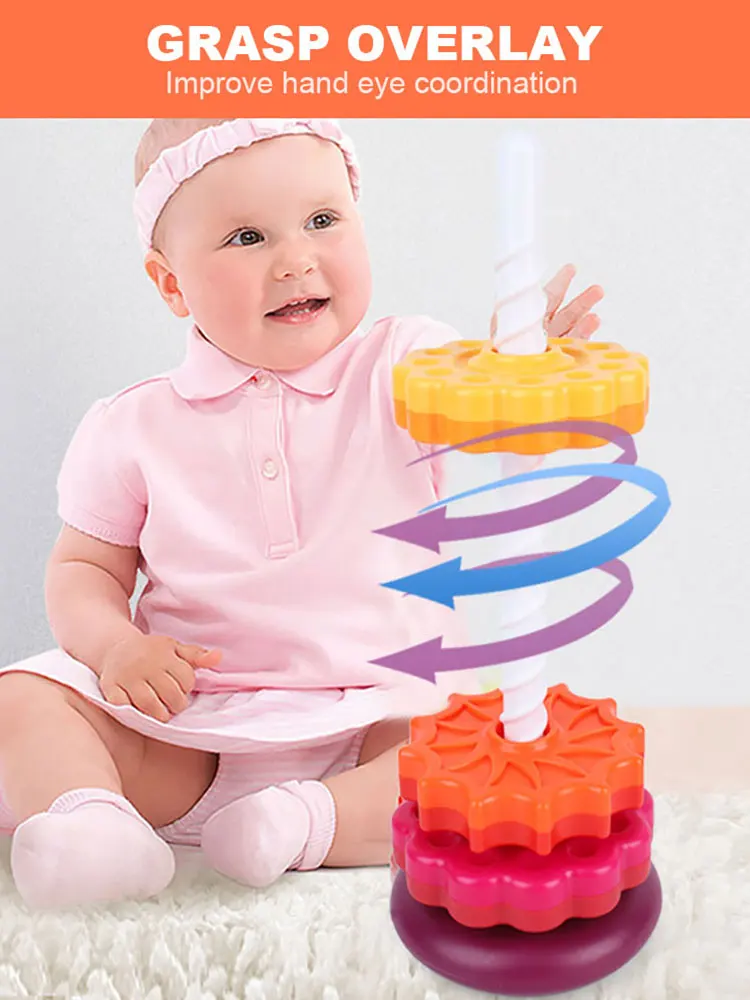 Zahnräder Stapel ringe Spielzeug umwelt freundliche Gehirnent wicklung Spielzeug glatte Spinning Tower Bausteine sicher für Kinder Urlaubs spielzeug