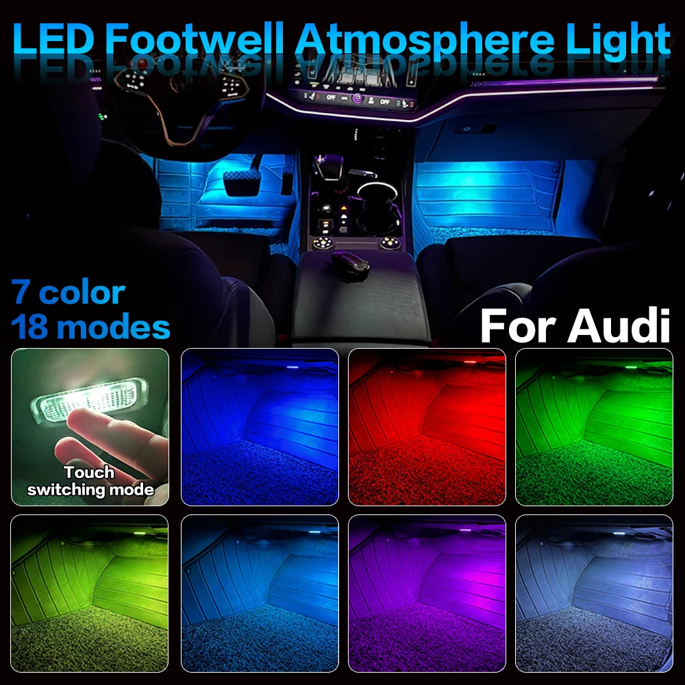 

LED Car Interior Footwell Light Atmosphere Lamp Bulbs Accesorios For Audi A5 A6 C6 C7 A3 8P S3 Q3 8U Q5 8R Q7 Q8 A1 8X A4 B8 B9
