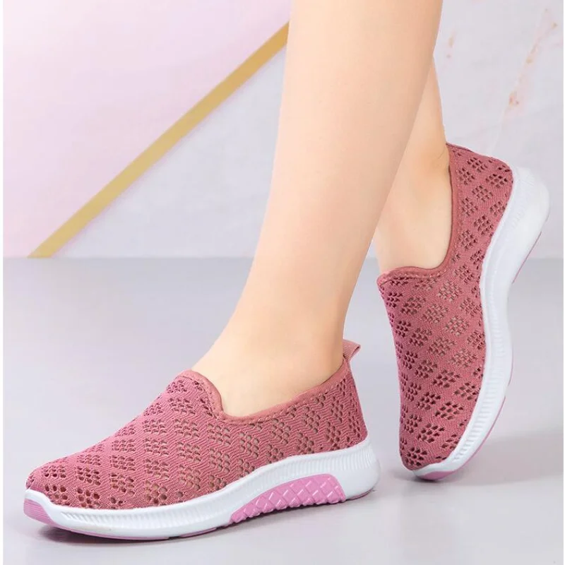 Chaussures plates en maille creuse astronomique pour femmes, chaussures de gril de Pékin, sports et loisirs, coordonnantes, confortables et douces, été