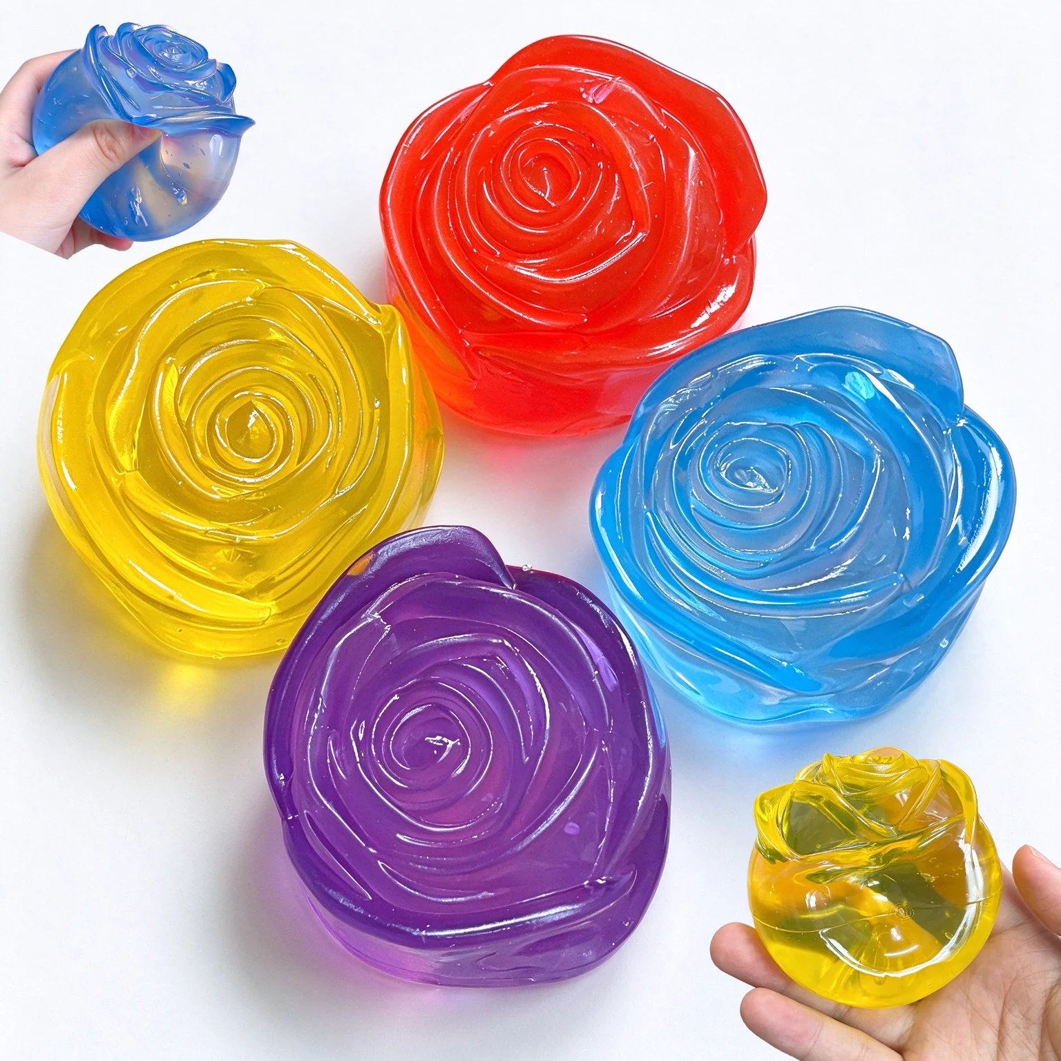 Coconut Oil Rose Squishy Stress Ball Creative Rose Shape Non-rebound Moldable Squeeze Fidget Toy ASMR Sensory Stress Relief Toys