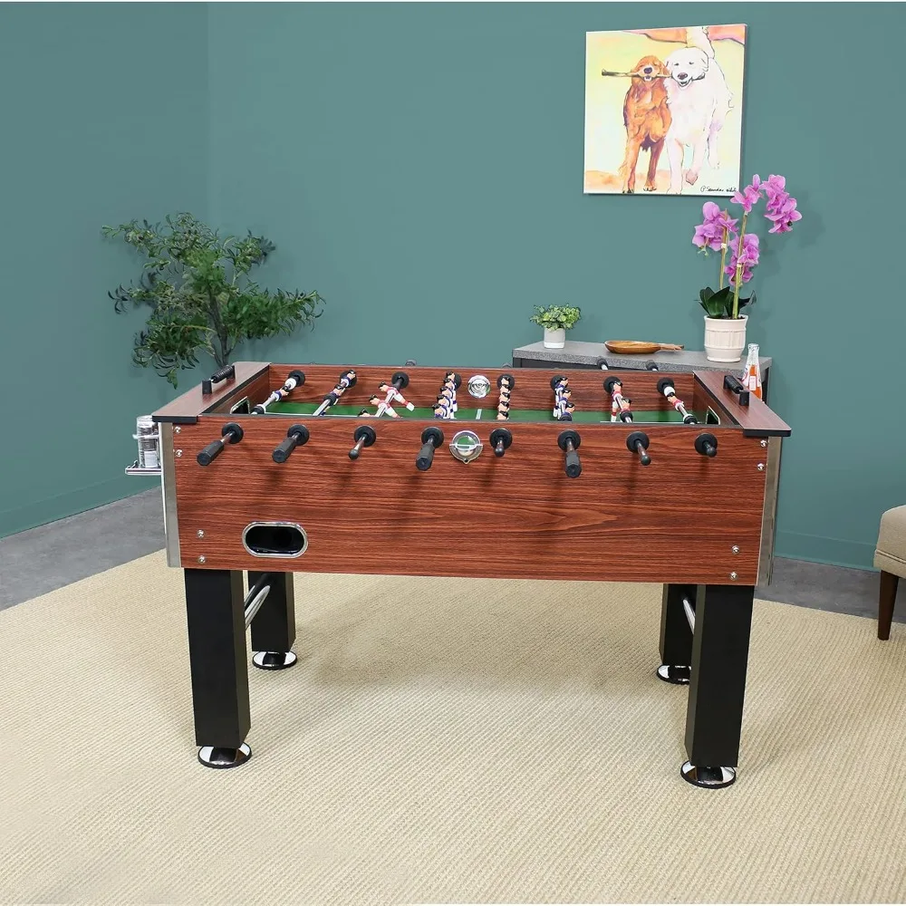 55-Inch Foosball Table with Folding Drink Holders - Faux Wood 55.25