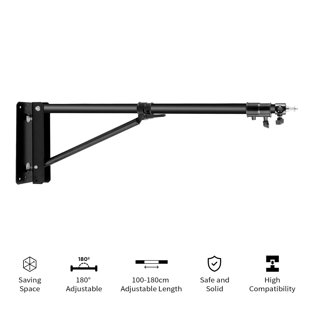 Selens 180cm Wall Camera Mount With Triangle Base Adjustable Boom Arm Photography Studio Ring Light Softbox photography props