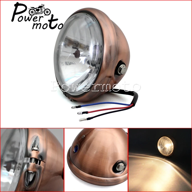Motorcycle 12V 55W Old School Brown Headlight Glass Headlamp Vintage Running Light For Harley Chopper Bobber Cafe Racer Cruisers - Image 6