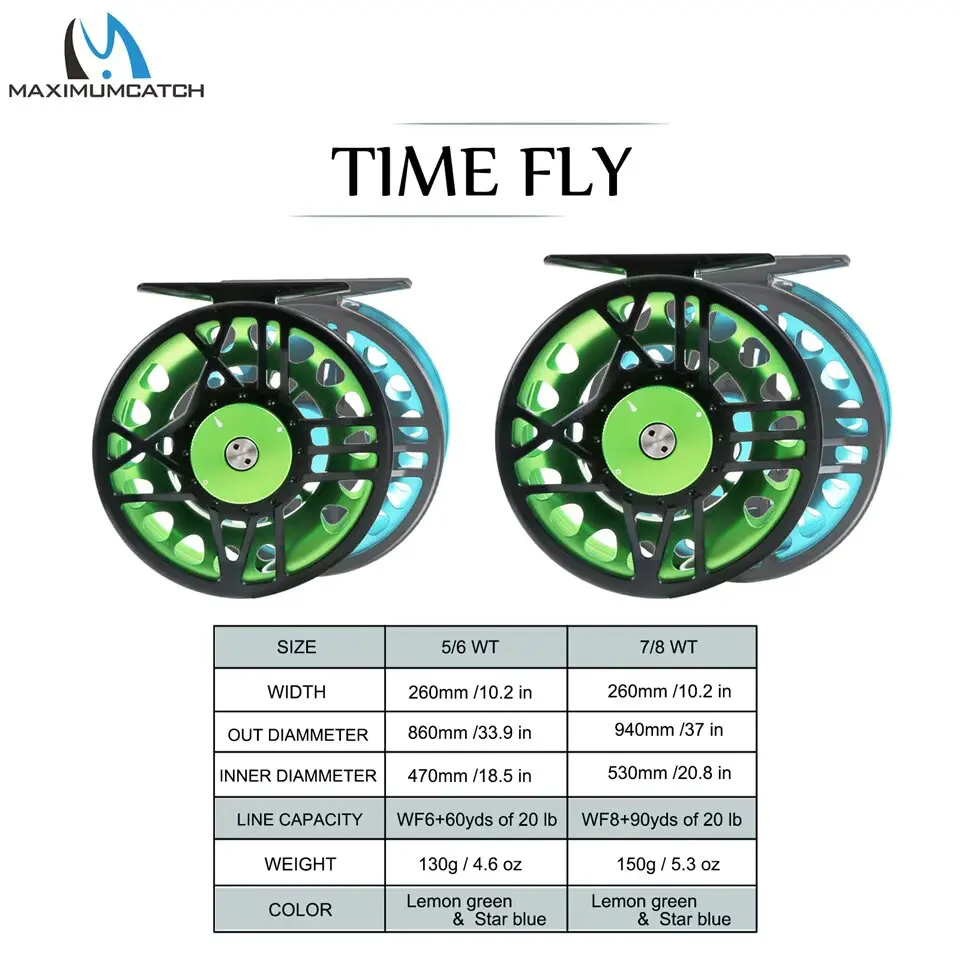 Maximumcatch Timefly 5/6/7/8wt Waterproof Fly Fishing Reel CNC Machined Cut Aluminum Fly Reel