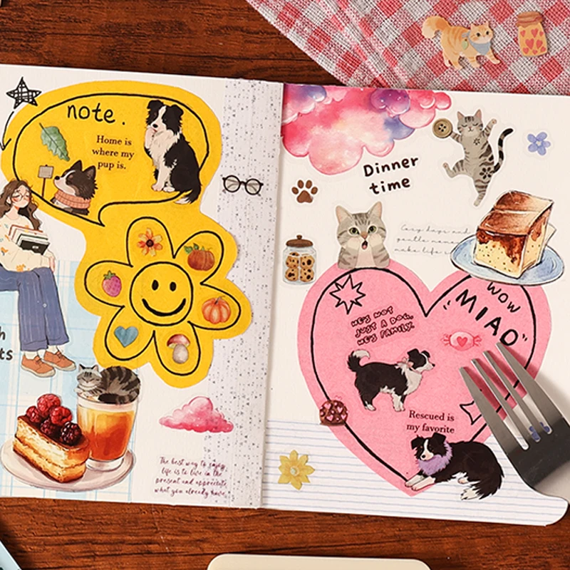 

Mr.Paper,Cute Animal Sticker Book 20 sheets/bag Kawaii Plush Dog Cat Healing Mood Stickers Family Handbooks Scrapbook Decoration