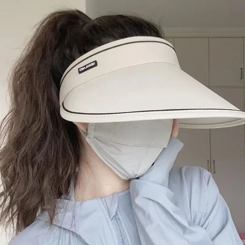 1 Stück 12cm Breiter Sonnenhut mit Offener Oberseite für Damen, Sommer-Outdoor UPF50+ UV-Schutz, Faltbare Koreanische Sonnenblende für Radfahren – Detail 1