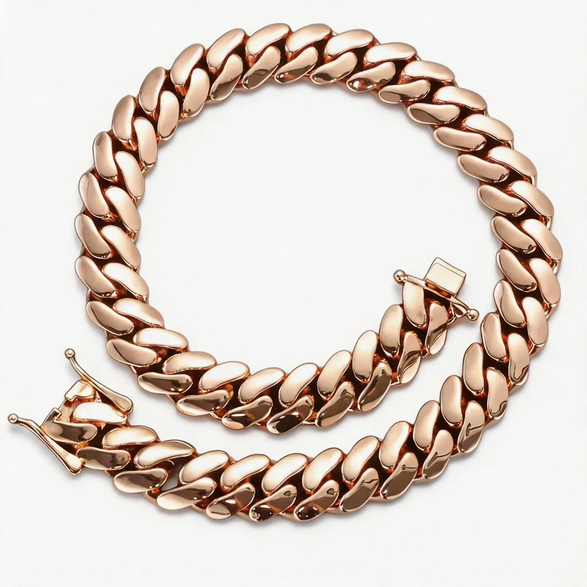 

ESKEEM 22mm Rose Gold Plated Cuban Necklace High Polish Thick Link Chain Choker Hip Hop Jewelry