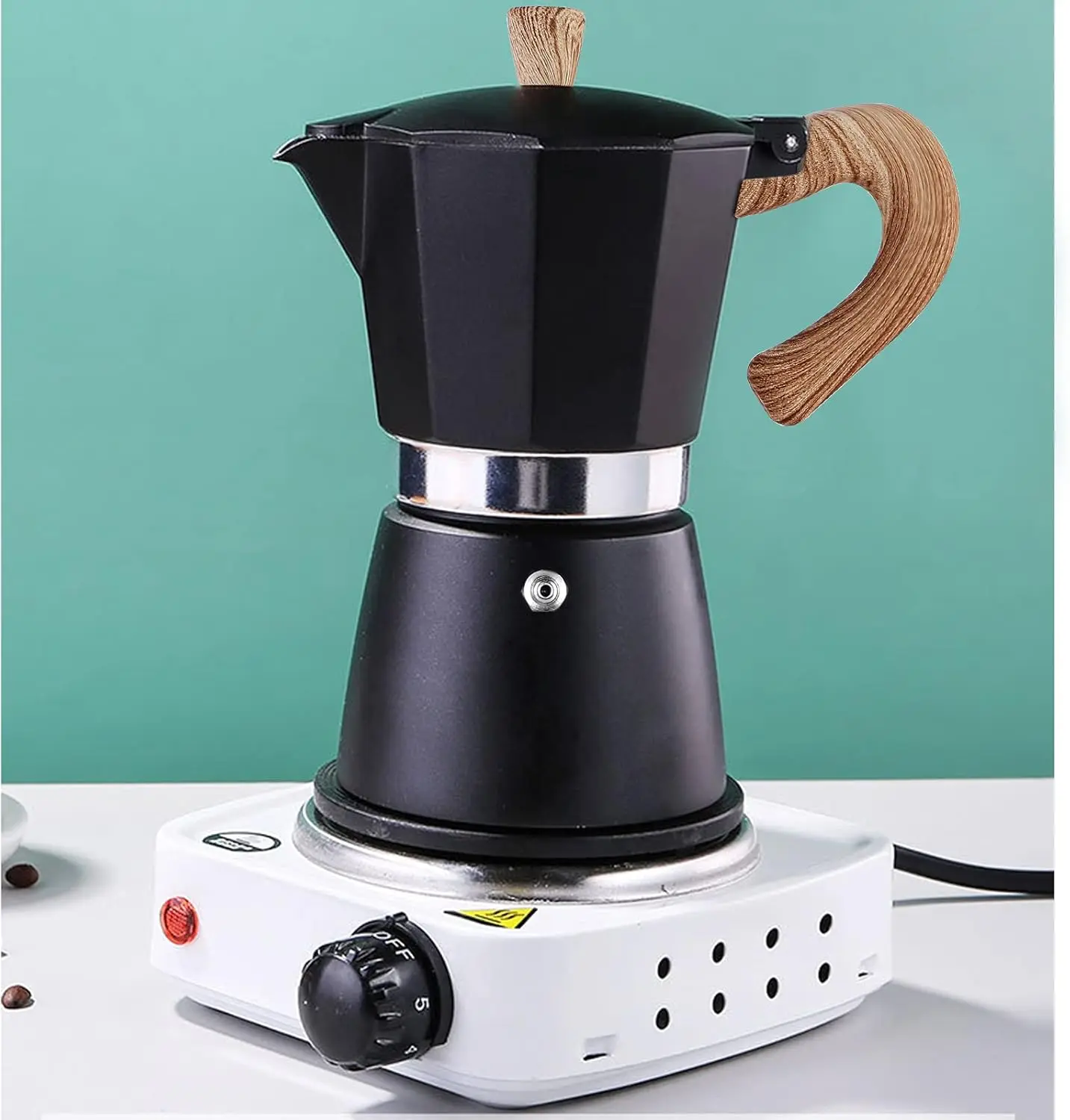 

Portable 150ml Italian Aluminum Moka Pot 3 Cups Stovetop Espresso Brewer Cafe Brewer Percolator Metal Espresso Coffee Maker