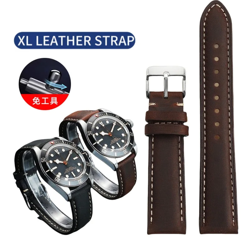 20mm 22mm Vintage XL Extended Lenght 140+90mm Watch Strap for Panerai SElKO Casio Diesel Lengthening Thickening Watch Band Men