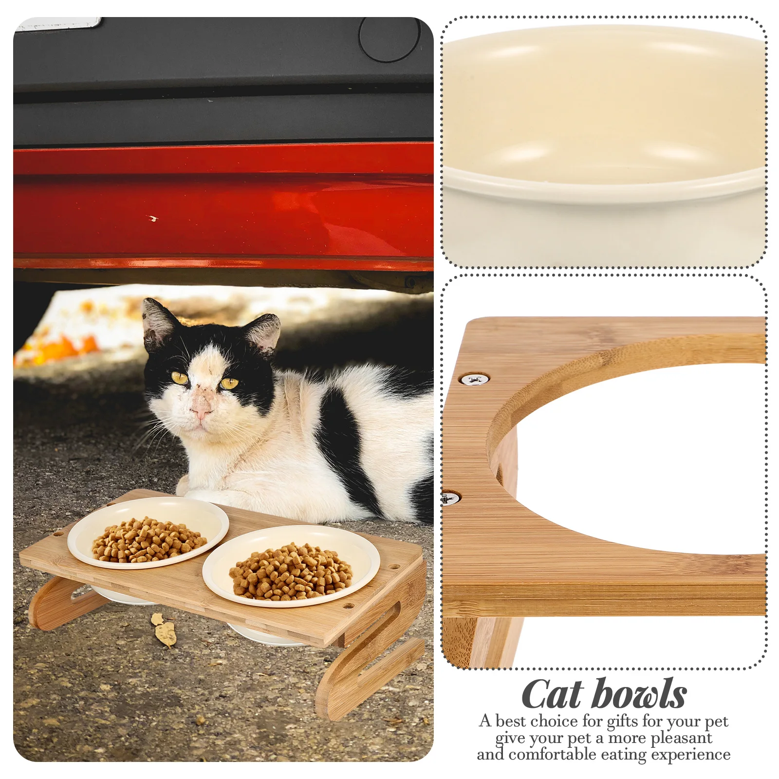 

Ceramic Cat Elevated Pet Feeding With Inner Lip Anti-Slip Reusable Dog For Indoor Smooth Easy Clean Bite Resistant Pet Bowl