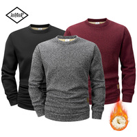 New Mens Round Neck Fleece Sweatshirt Solid Color Loose Casual Pullover Men Fashion Warm Long Sleeve Hoodies Men Clothing S-XXXL