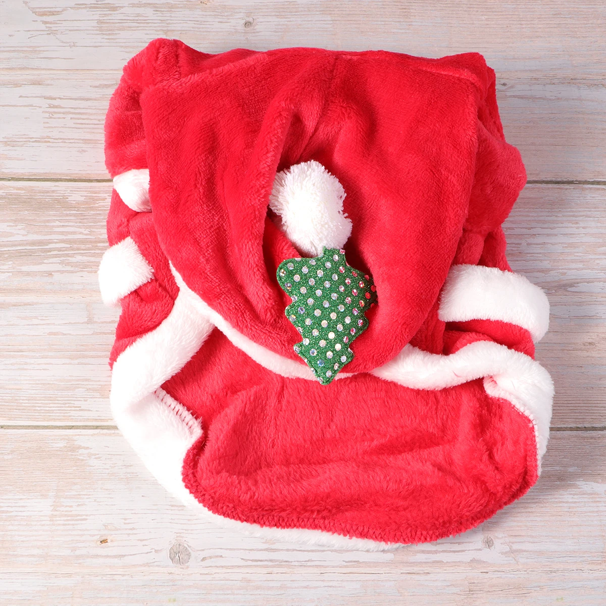 

Dog Christmas Flannel Clothing Winter Thick Warm Hooded Coat Adorable Pet Clothes Costume (Red, Size XL)
