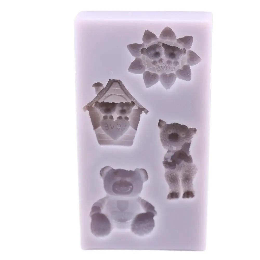 Bear Baby Silicone Fondant Mould Teddy Cake Topper Icing Sugarcraft Chocolate Baking Mold for DIY Clay Resin Soap Craft