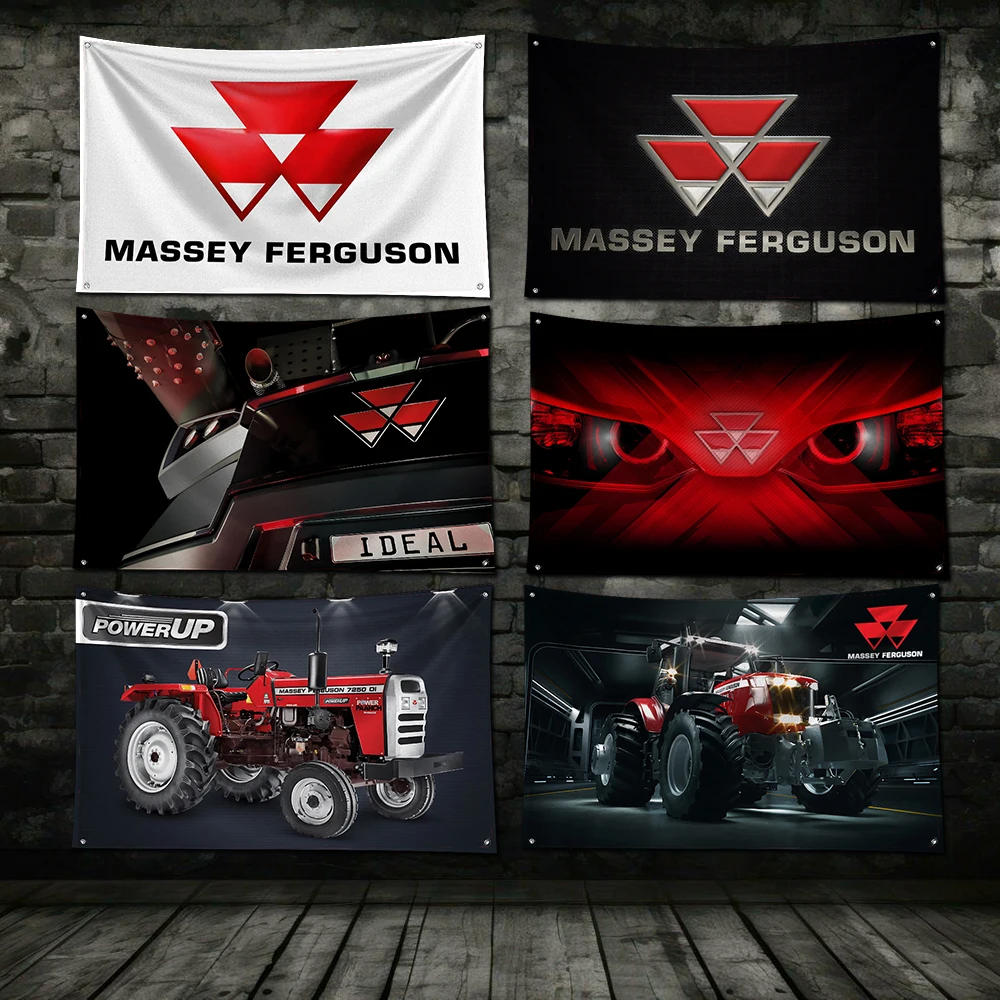 3x5 Ft M-masseys F-fergusons Flag Polyester Digital Printing Banner for Garage Wall Art Out Door Decoration With Brass Grommets