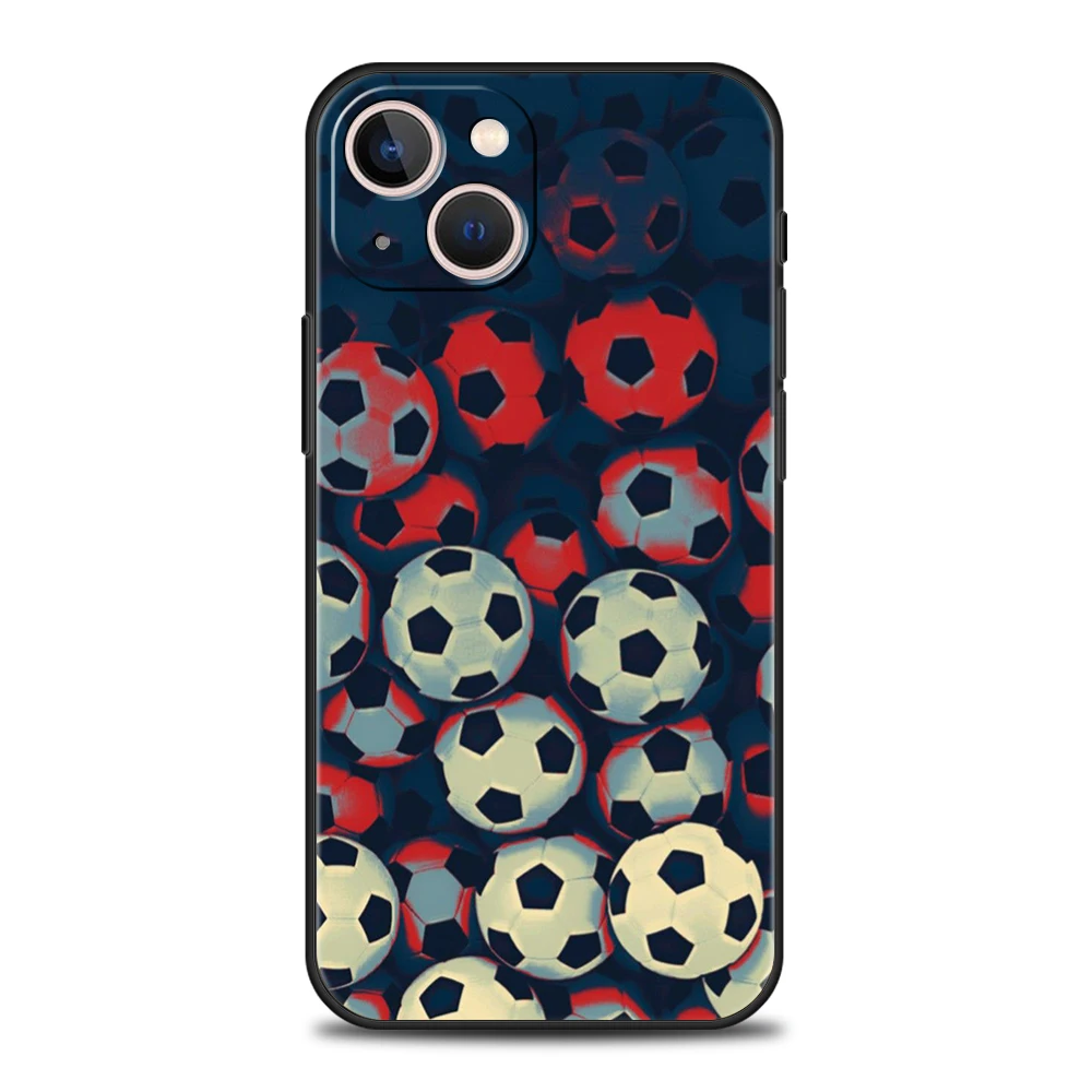 Voetbal Sport Voetbal Telefoonhoesje Cover Voor Iphone 16 15 14 13 12 Pro Max Xr Xs 11 7 8 Plus Schokbestendige Siliconen Softshell Tas