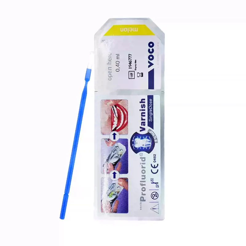 Vernis Profluorid VOCO 5/10 pièces 0,4 ml 5% NaF saveur melon, désensibilisant dentaire, revêtement fluoré pour soins dentaires en clinique