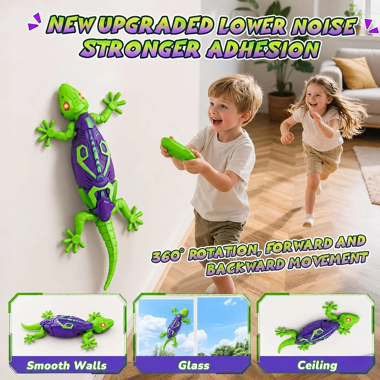 Wall Crawler Gecko Remote Control Robot Toy 360 Degree Rotating Animal Climbs Walls Ceilings LED Eyes Gift for Boys Girls