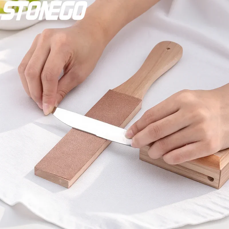 

Машина для полировки кожи с деревянной ручкой, ручная бритва, полировальная пластина, двусторонний домашний инструмент для заточки ножей