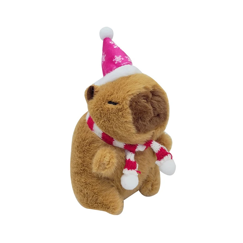 Jouet en peluche Capybara avec chapeau et écharpe de Noël, jouet moelleux, pendentif en peluche, beurre de simulation, mignon, cadeaux d'anniversaire