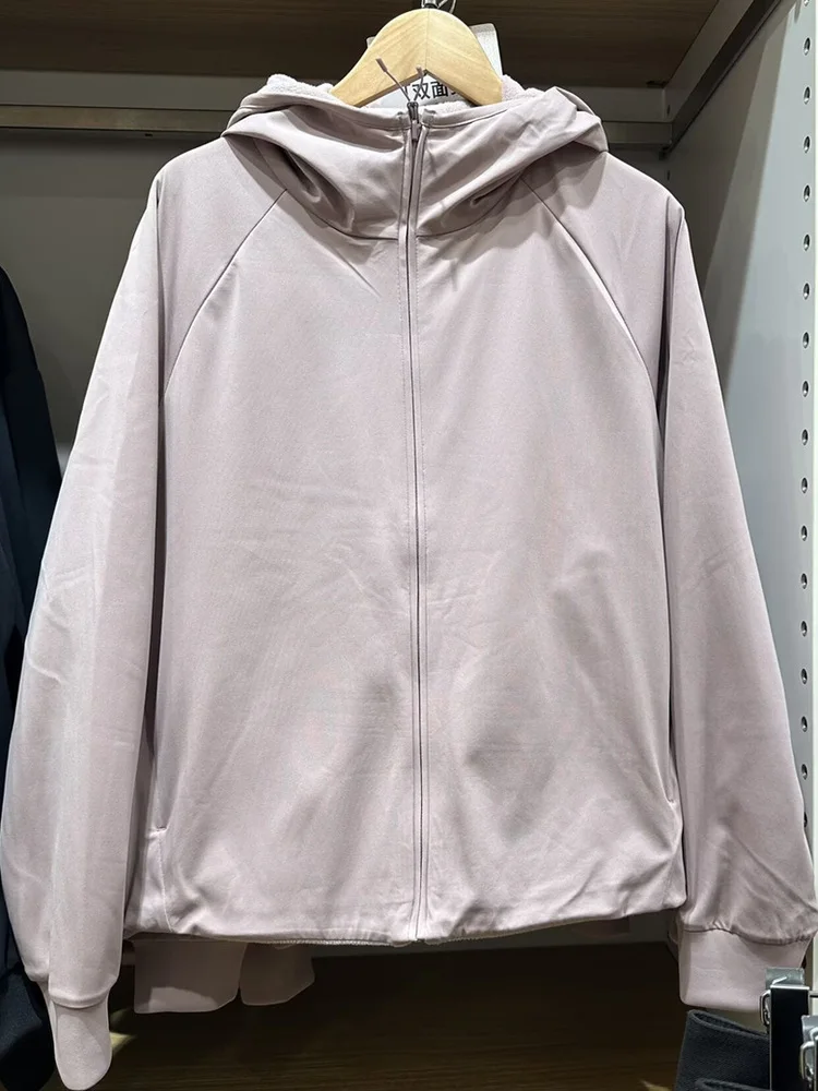 

Женская двусторонняя ветрозащитная флисовая куртка с капюшоном на молнии, водонепроницаемая, для активного отдыха, зимняя, новая модель 479697, повседневная, модная