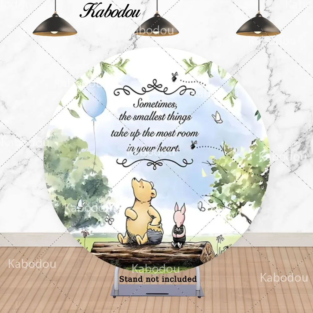 Winnie The Pooh Circle fondale Cover per bambini compleanno Baby Shower sfondo fotografico rotondo per Studio fotografico