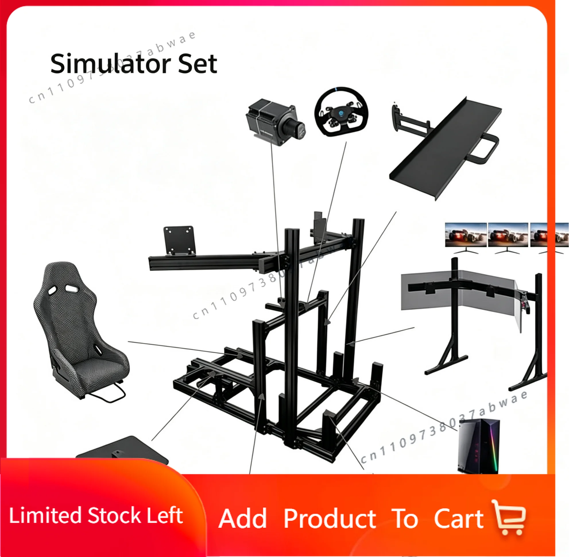 Affordable Full Racing Simulator with Chair, Sturdy Home Driving Game Setup for Beginner Racers Entry Level Racing Simulator Set