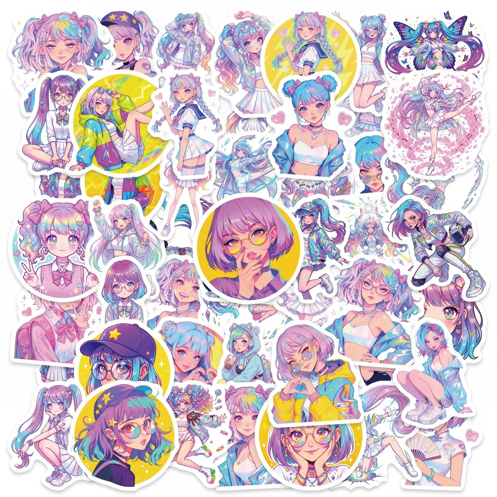 50 Stück Y2K Mädchen VSCO 90er Harajuku Stil Vintage Aufkleber Vinyl Wasserdicht für Laptop Handyhülle Notizbuch Flasche DIY Sticker