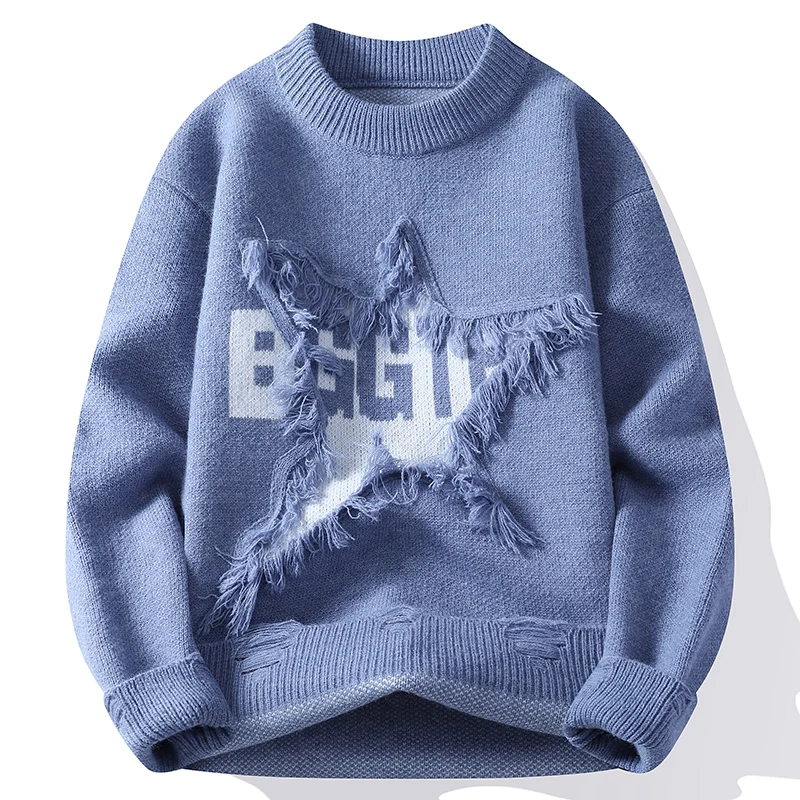 

Мужской круглый трикотаж Ne Thiened, свободный крой, теплый осенне-зимний свитер, простой длинный топ из полиэфирного волокна Sve Ciwalk