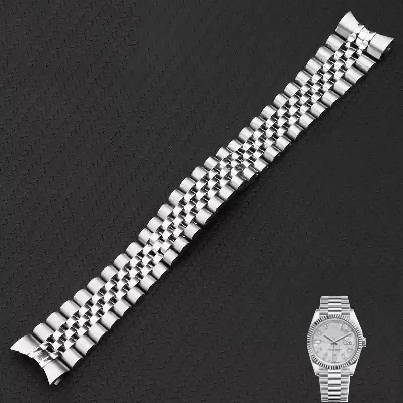 20mm 21mm 904L Solid Stainless Steel Watch Accessories Band For Rolex DATEJUST DAY-DATE OYSTERPERTUAL DATE Silver Watch Straps