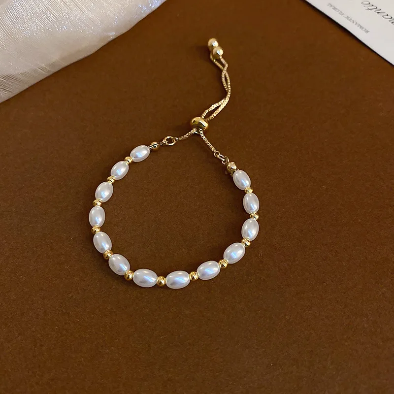 New Korean Pearl Round Bead Adjustable Bracelet Fashion Simple Temperament Bracelet Elegant Ladies Jewelry