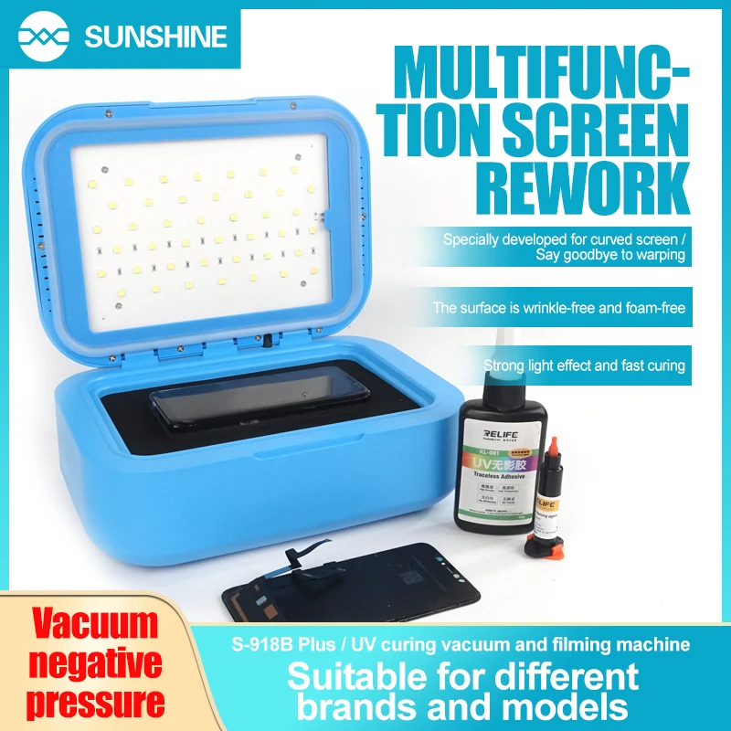 

SUNSHINE S-918L Plus 7 In 1 Mid-Frame Separator 360° Rotary Edge Screen Separator Vacuum Heating Table 45° tilt for Phone Repair