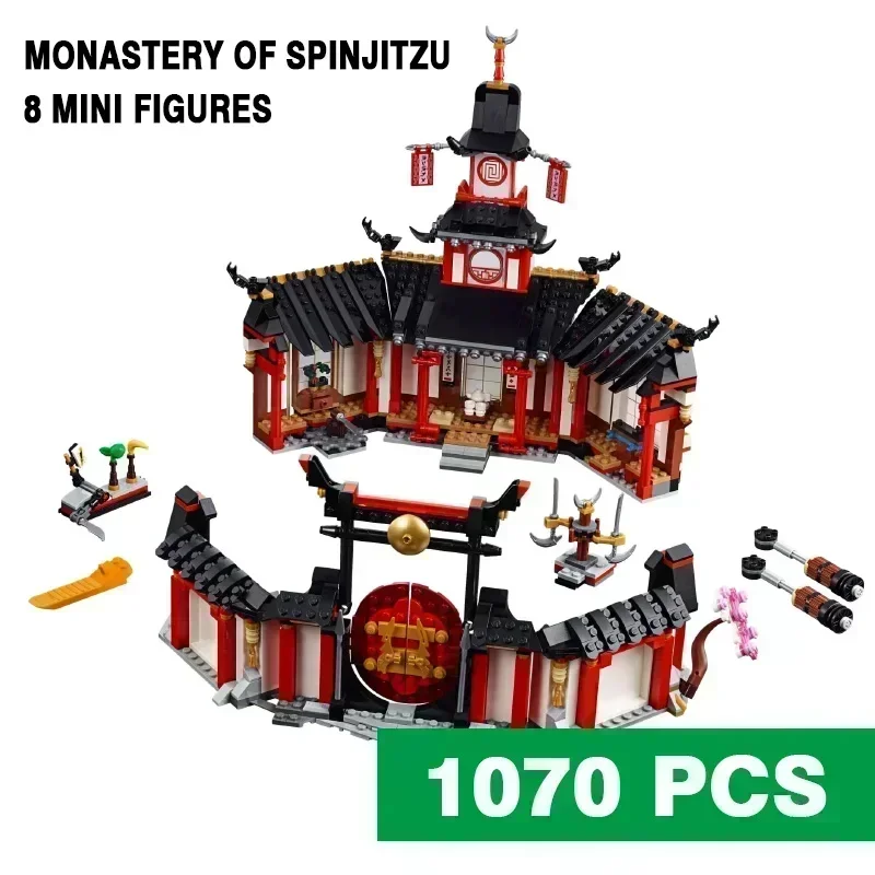 1070 ชิ้น Monastery of Spinjitzu ชุด Building Blocks อิฐการศึกษาเด็กวันเกิดคริสต์มาสของเล่นของขวัญใช้งานร่วมกับ Ninja ของเล่น