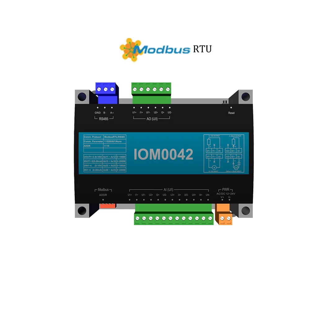 

IOM0042 Analog I/O Expansion Module Supports Modbus RTU 4AI 2AO for IoT Applications Direct From Manufacturer