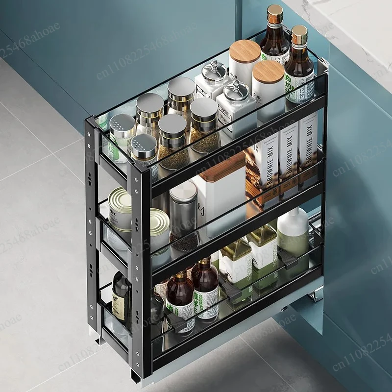 Drawer Style Seasoning Pull Out Storage Basket Rack Small Narrow Kitchen Cabinet Organizer Storage Holder