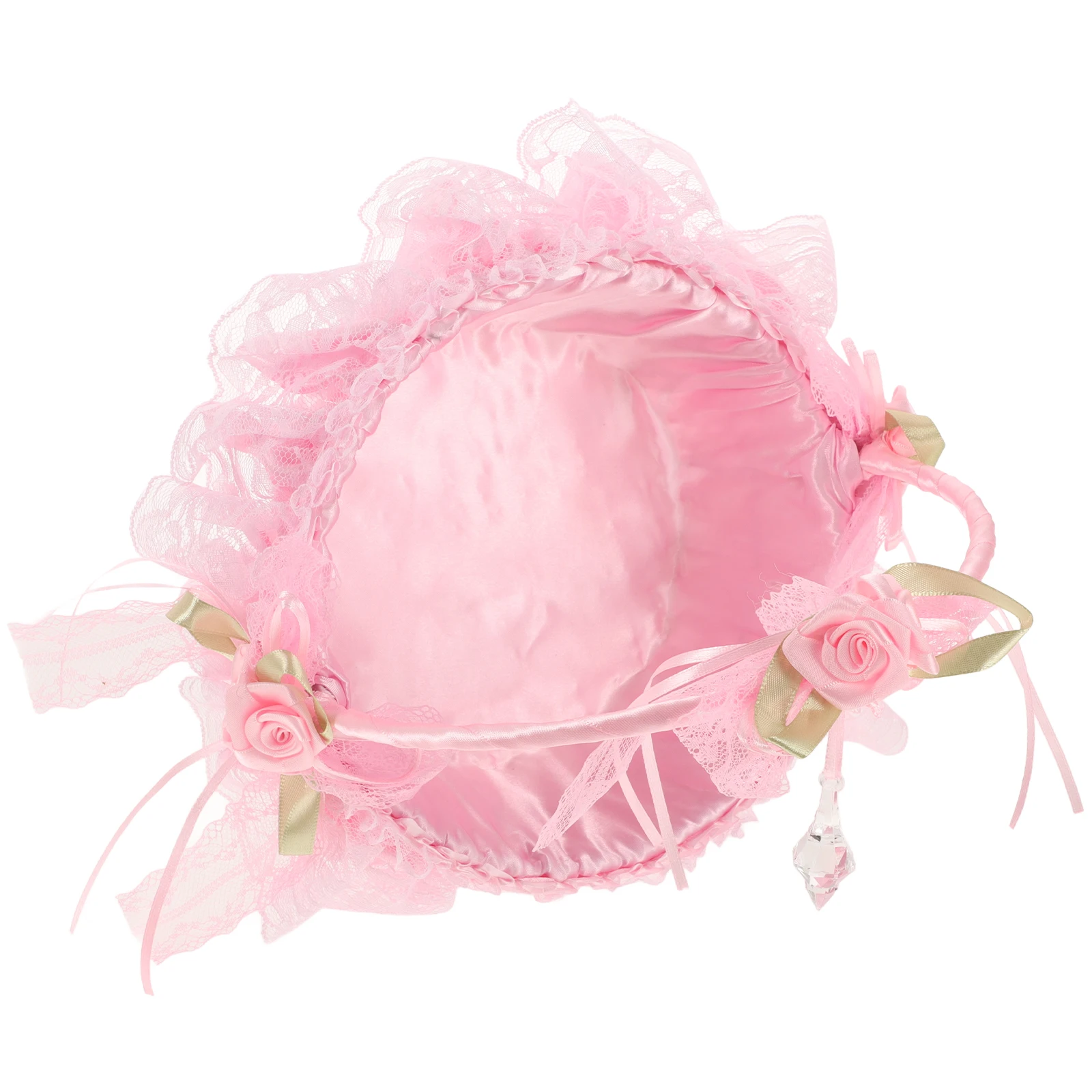 

Wedding Flower Girl Baskets Elegant Lace Trim Rhinestones Bamboo Woven Decor Storage H Events Parties Bridal Accessories