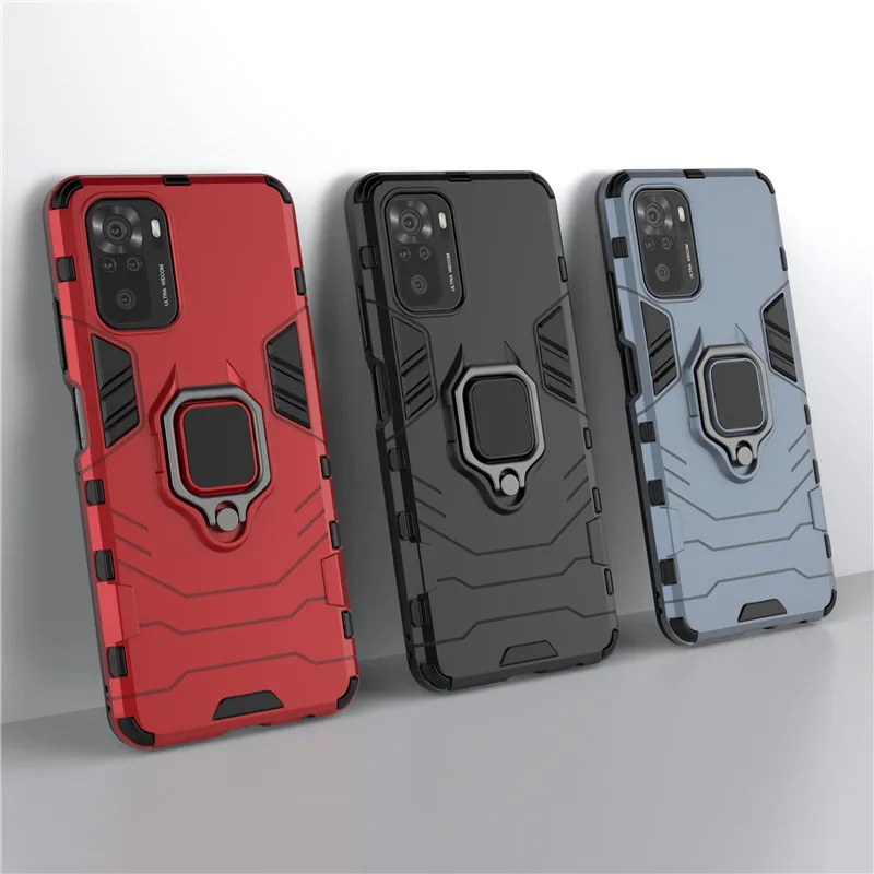 For Xiaomi Redmi Note10 4G 5G 10S Poco M3 Pro Shockproof Armor Case For Redmi Note 10 Pro Magnetic Ring Stand Phone Back Cover