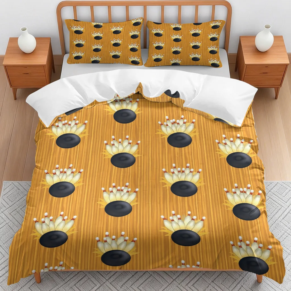 Bowling Games Duvet Cover for Boys Girls Ball Game Bedding Set Sports Theme Single Twin Queen Comforter Cover with 2 Pillowcases