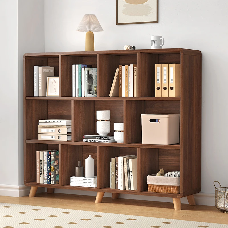 Libreria ad angolo arrotondata in legno massello