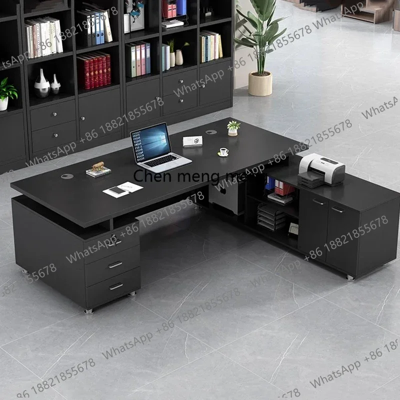 Lshaped Long Office Desk Design Multifunctional Large Luxury Office Desk Aesthetic Shelves Modern Mesa Ordenador Salon Furniture