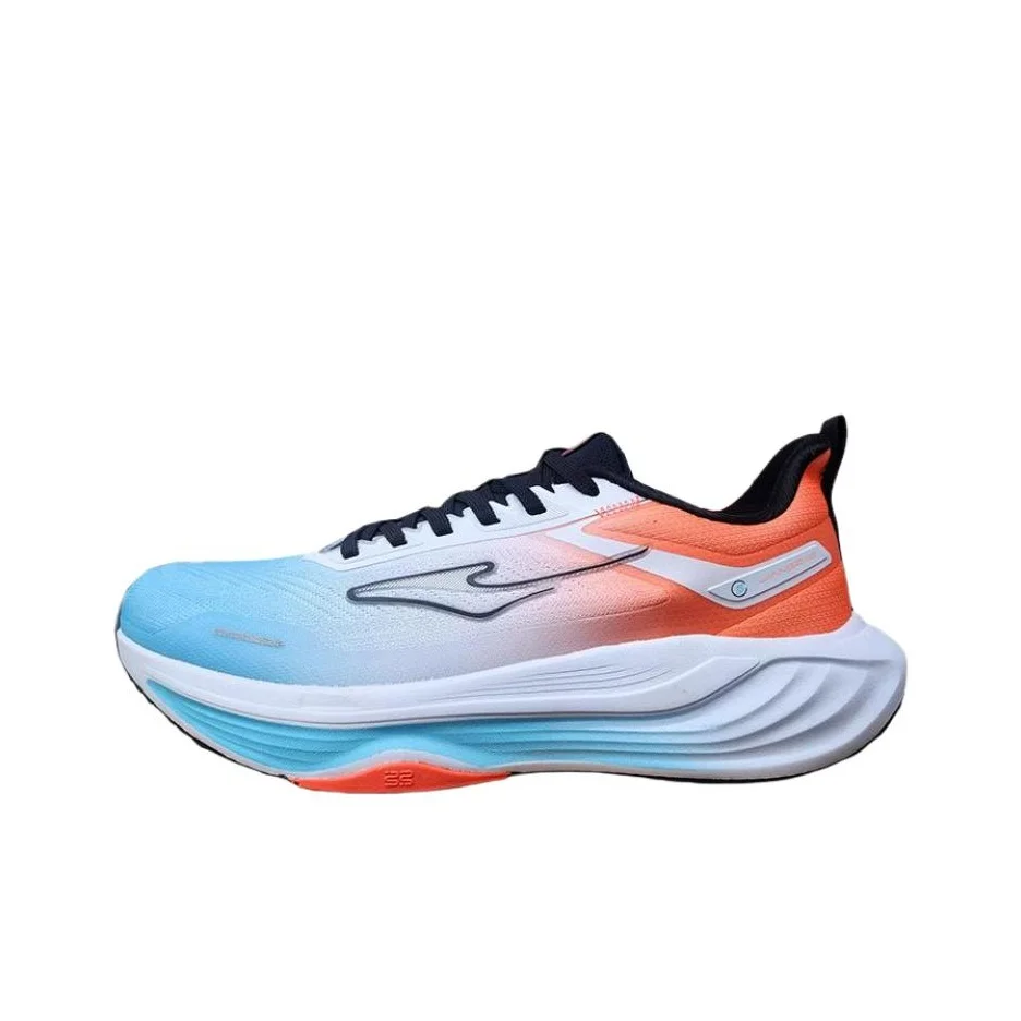 Erke Running Shoes Men's Low Top Light Aqua Blue, Fluorescent Orange 11125303046-613