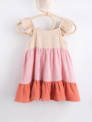 Baby Children's Summer Pure Cotton Flying Sleeves Sling Dress Girl Princess Dress Child Accessories