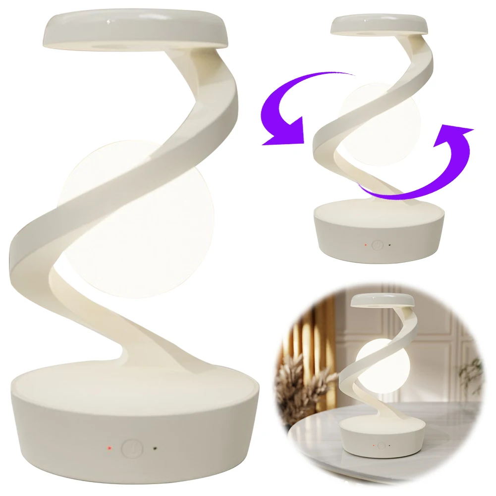 Creative Table 3D LED Lamp RGB Floating and Spinning in Air with LED Moon Lamp Floating Moon Table Lamp for Bedroom Novelty Gift