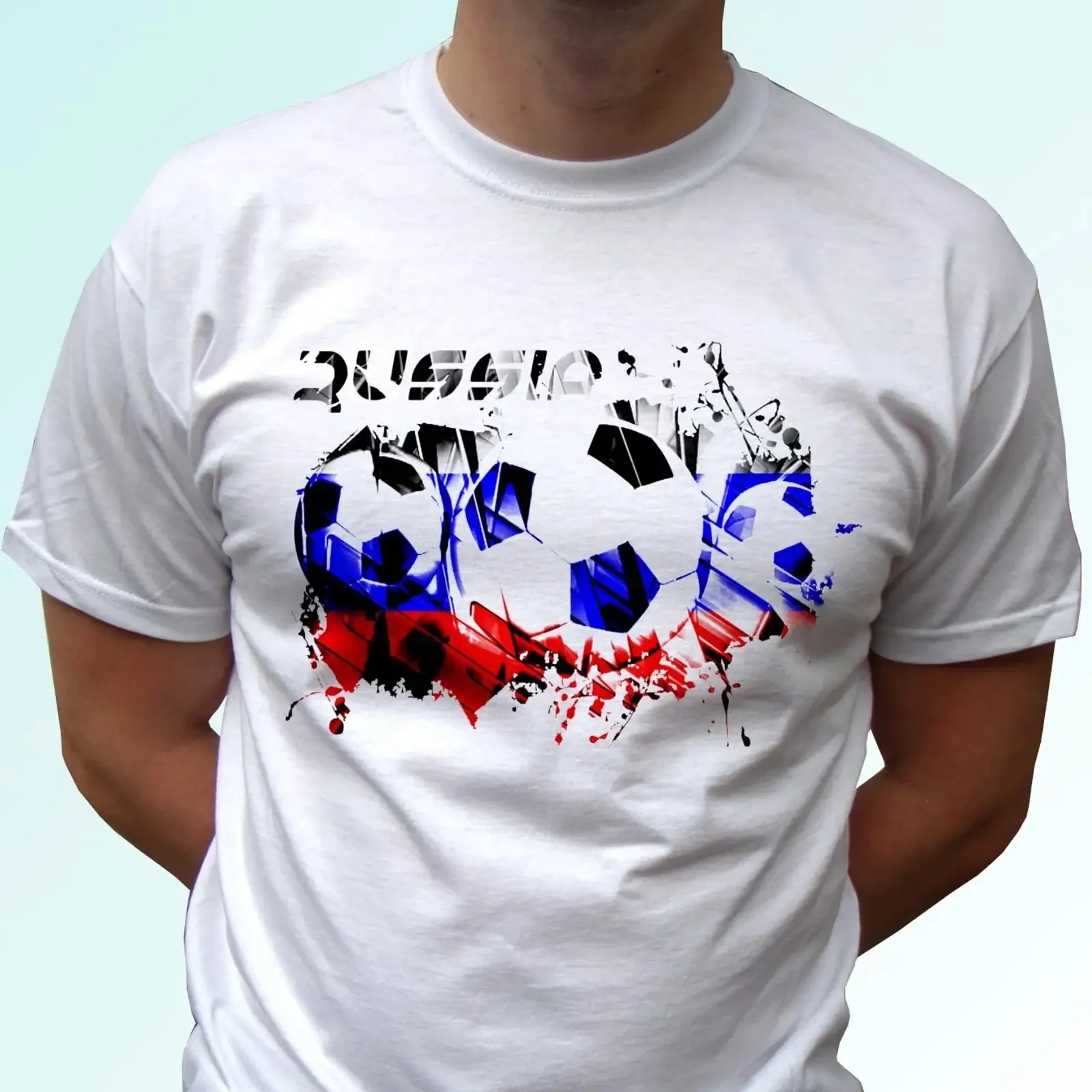 Russland T-Shirt Flagge Top Geschenk Fußball Kunst Design Herren Damen Kinder Größen Vintage Washed Homme Unisex Leicht gewaschen