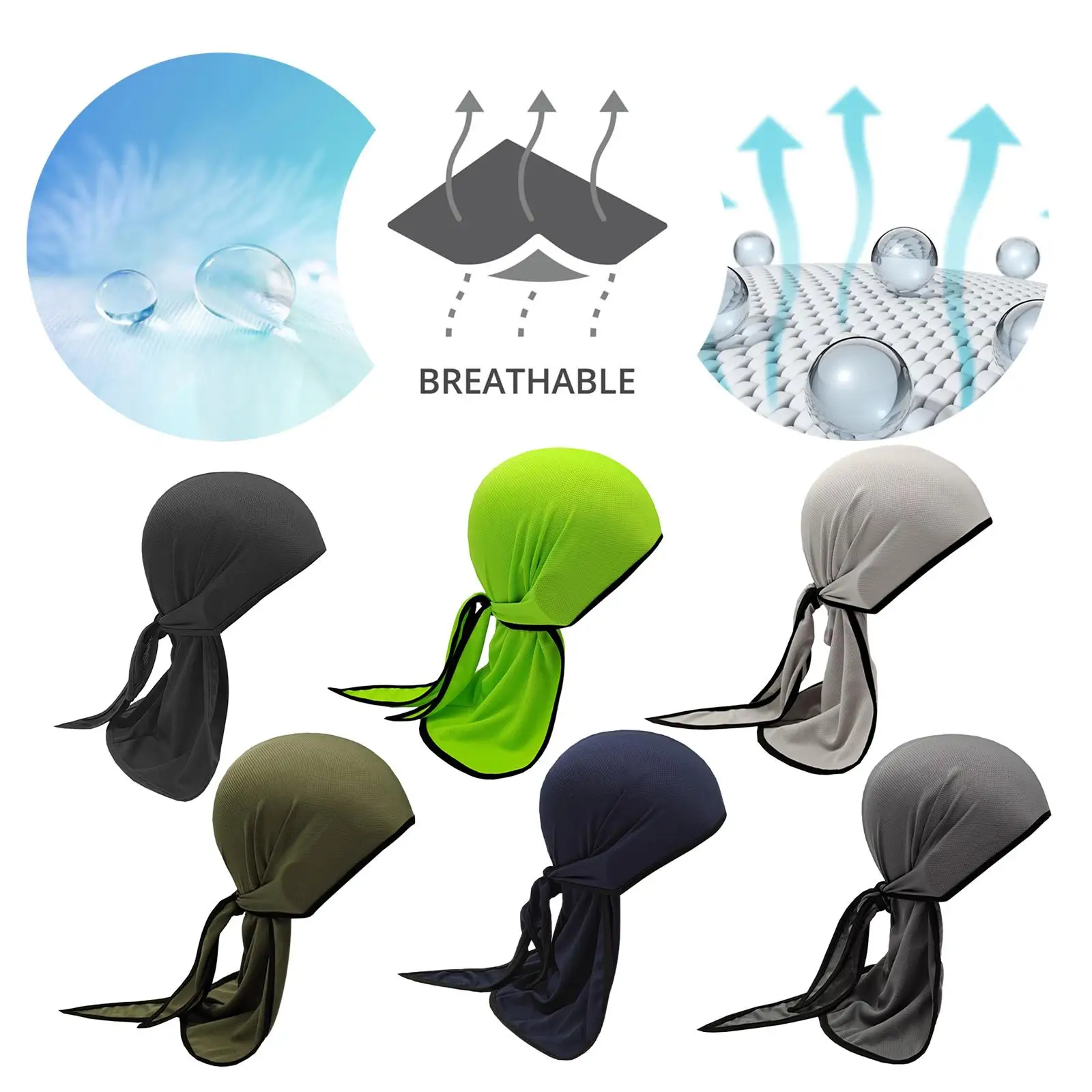 Head Wrap Hat with Long Tail Drying Quickly Soft Pirate Caps for Running Halloween